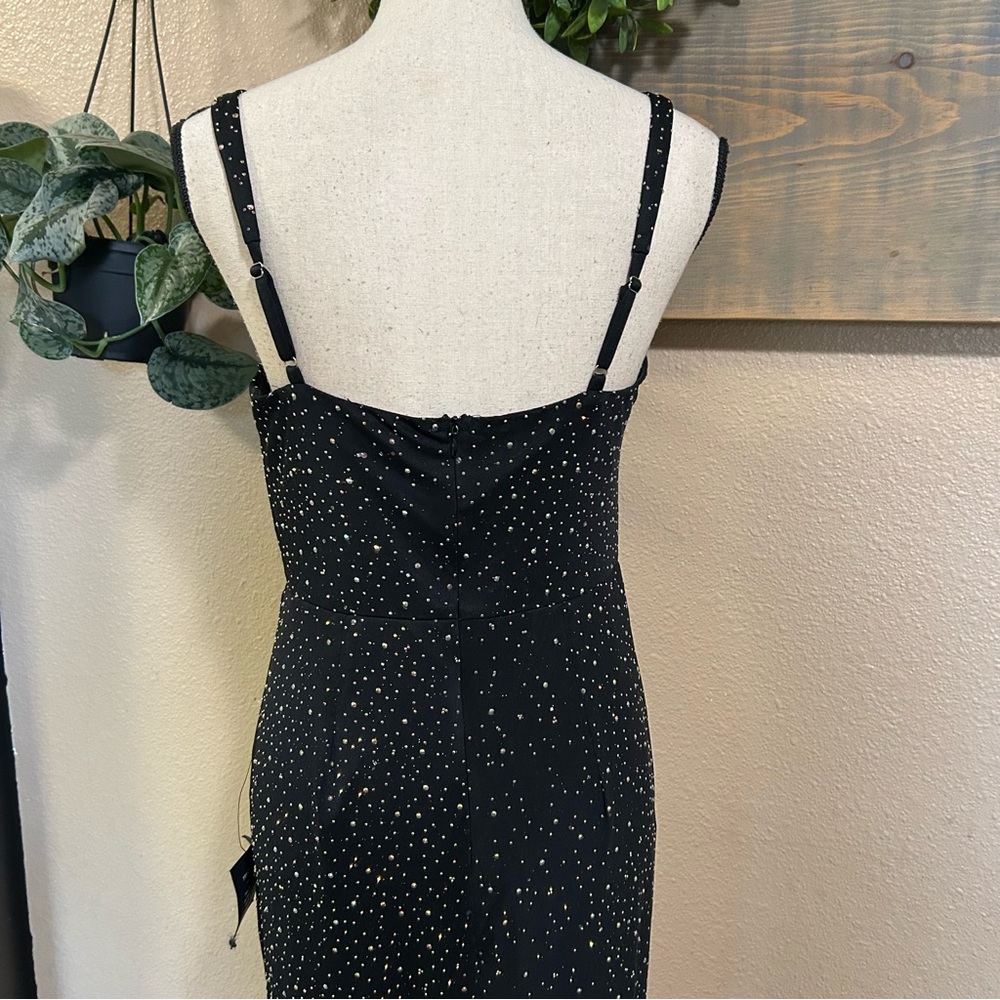 NWT Lulus A-Lister Black Rhinestone Bustier Maxi Dress - Picture 6 of 11
